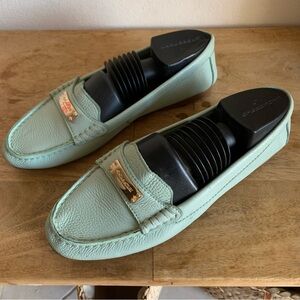 Coach Fredrica Pistachio Mint Green Blue Teal Leather Loafer Flat